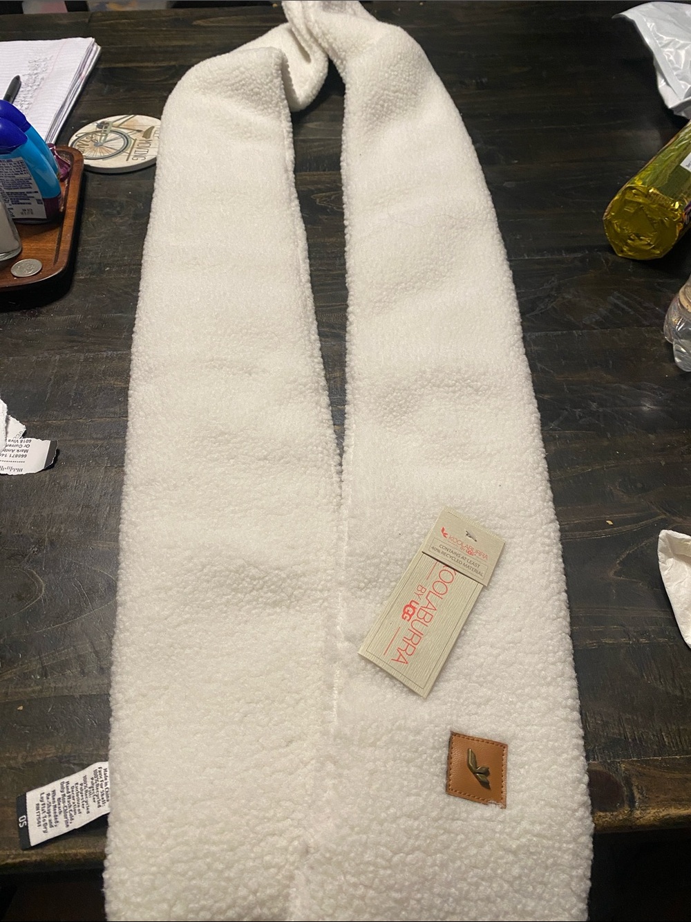 Women’s White Fleece-Lined Jeans Scarf — UGG